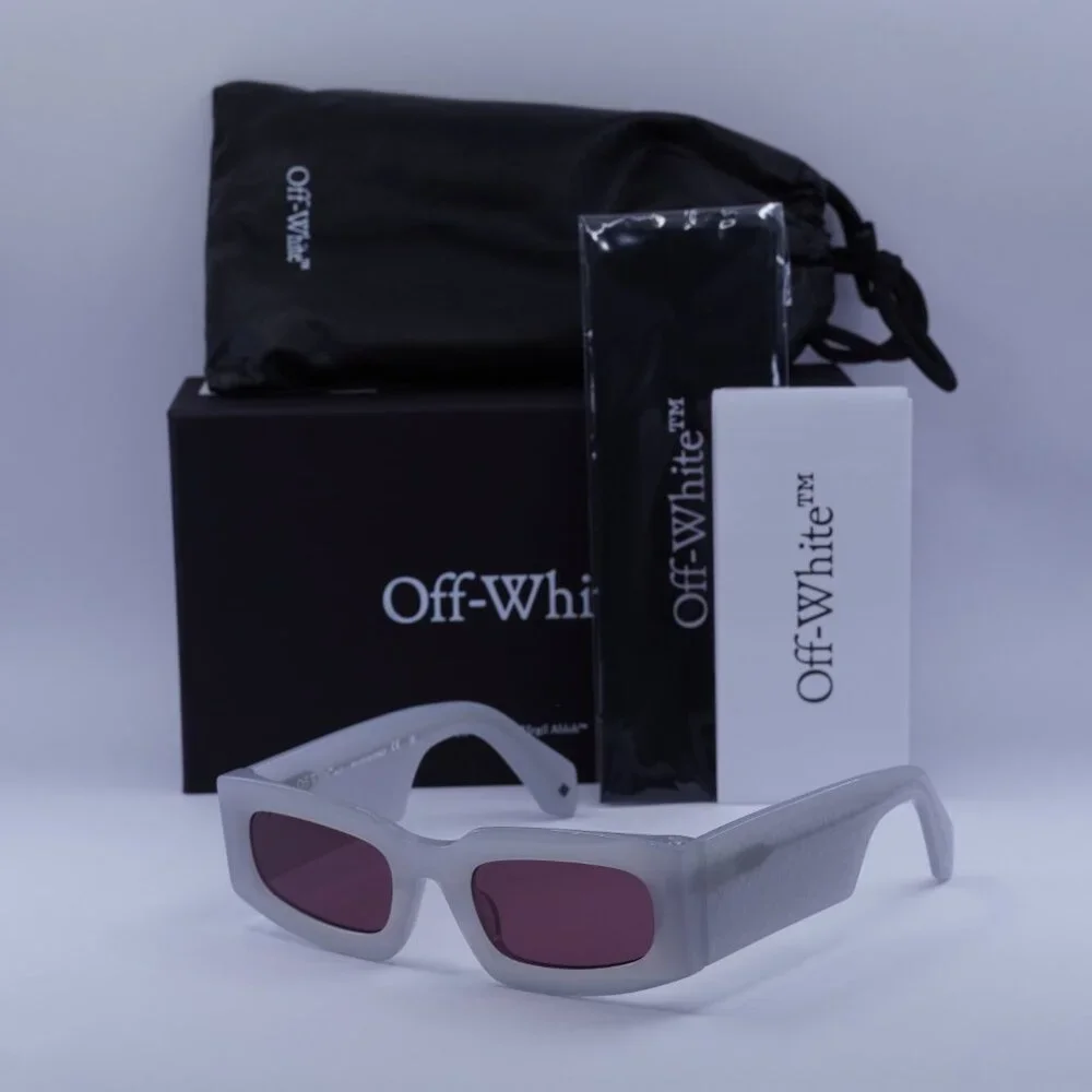 Off-White OERI141 CARY 0928 Rectangle Sunglasses – Grey/Burgundy